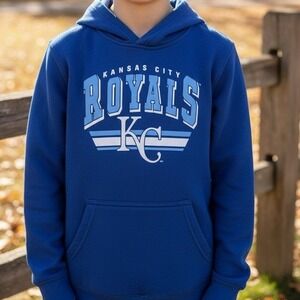 Youth Kansas City Royals Blue KC Graphic Hoodie Sweatshirt